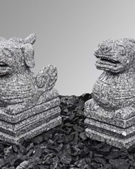 Pixiu Paar Granit, 32 cm